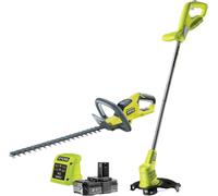 MEVRONISSHOP-Ryobi One+ 18 Volts : Taille Haies 45cm + Coupe-Bordures 25cm - 1 Batterie Lithium+ 2,0Ah et 1 Chargeur 1,7A - RHT1845LT25M20
