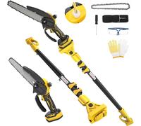 MEVRONISSHOP-Scie à perche sans fil de 20,3 cm et mini tronçonneuse 2 en 1, scies à perche électriques sans balais compatibles avec batterie Dewalt 20 V (sans batterie) avec perche télescopique de 2,