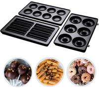 Mevronisshop-Set De 3 Plaques Amovibles Supplémentaires Pour Appareil Croque Monsieur 3 En 1 Fiesta 24540-56 (Pour Cake Pop, Mini Donut & Churros, Antiadhésives & Compatibles Lave-Vaisselle) 25490-56