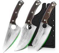 MEVRONISSHOP-Set de 6 couteaux à os forgés à la main chef avec fourreau, couteau à viande en acier à haute teneur en carbone pour barbecue de camping de cuisine