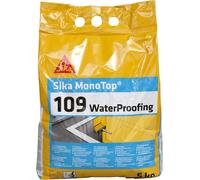 MEVRONISSHOP-Sika Monotop 109 Waterproofing, Mortier imperméabilisant, anti-humidité pour caves et locaux enterrés, 5kg, Gris