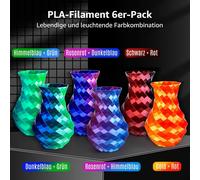 MEVRONISSHOP-Silk PLA+ Lot de 6 filaments d'impression 3D bicolore ¿ 1,75 mm, 250 g x 6 bobines, or et rouge, noir et rouge, rose et bleu ciel, rose et bleu foncé, bleu foncé et vert, bleu ciel et ve