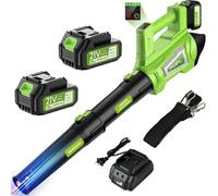 MEVRONISSHOP-Souffleur de Feuilles, 1200W Souffleur Batterie avec 6 Vitesses,Débit d¿air de 780 m³/h, Vitesse d¿air jusqu¿à 245 km/h, Souffleur Feuille avec 2x4000 mAh Batterie & Un Sangle pour Jardi