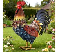 Mevronisshop-Statue De Jardin En Forme De Coq En Métal, Sculpture D'extérieur