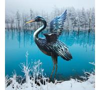 Mevronisshop-Statue De Jardin En Forme De Grue En Métal, Décoration Extérieure, Art De La Cour, Leurre Pour Jardin, Étang, Terrasse, Porche, Pelouse