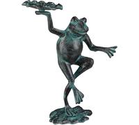 Mevronisshop-Statue Grenouille Dansante Sur Un Pied Fonte Fer Sculpture Figurine De Jardin Taille M Déco, Vert