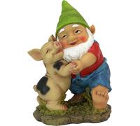 Mevronisshop-Statue Nain De Jardin - Nain De Jardin Heureux Comme Un Cochon Dans La Pâtée - Nain De Jardin Pour Pelouse