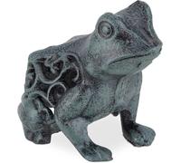 Mevronisshop-Statuette De Grenouille, En Fonte, Pour Jardin, H X L X P : 10 X 8 X 11 Cm, Pour Décoration, Vert/Noir