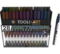 Mevronisshop-Studio Color Series Lot De 28 Marqueurs De Peinture Acrylique À Pointe Extra Fine De 0,7 Mm Pour Peinture Sur Roche, Verre, Tasses, Bois, Métal, Toile, Bricolage, Détails, Non Toxique, À