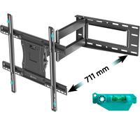 MEVRONISSHOP-Support Mural TV Orientable et Inclinable pour 40-75 Pouces, Support TV Mural Poids 68 kg, Accroche Tele VESA 100x100-600x400, Bras Tele Longue Portée, Fixation Murale TV Noir M7L-B
