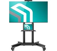 MEVRONISSHOP-Support TV Mobile pour 32-75 Pouces, Chariot Tele Roulant Charge Max de 60 kg, Support TV sur Pied avec roulettes VESA 200x200-600x400, Meuble TV sur Pied Hauteur Réglable Noir TS1571-B