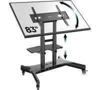 MEVRONISSHOP-Support TV roulettes pour 50-83 Pouces Ecran & Panneau Interactif, Support TV sur Pied avec roulettes Poids de 70 kg, VESA 100x100-800x500, Chariot Tele Inclinable Noir TS1380-B