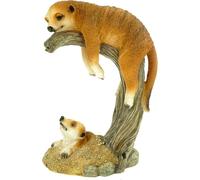 MEVRONISSHOP-Suricate Maman avec Enfant sur Une Branche Figurine de Jardin 24 cm Figurine Animale Meercat
