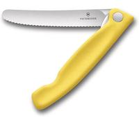 Mevronisshop-Swiss Classic Couteau De Pique-Nique Pliable Pour Les Randonnées, Fruits, Légumes, Petits Pains, Saucisses, À Lame Crantée, Extra-Tranchante, Jaune