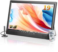 MEVRONISSHOP-Téléviseur Portable 19 Pouces, Petite TV 1080P avec Batterie et Support intégrée, Tuner numérique DVB-T2, HDMI AV USB, TV 12v pour Camping Car, VR, Cuisine, Chambre