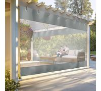 MEVRONISSHOP-Transparents Rideau Exterieur Terrasse, 0.6mm PVC Plastique Rideaux Bâche Imperméables avec Oeillets, Coupe-Vent Étanche Vinyle Panneaux Latéraux pour Pergola Porche Garage Jardin(Gris,