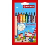 Mevronisshop-Trio Scribbi - Feutre De Coloriage - Étui Carton X 8 Feutres Triangulaires Pointe Large - Coloris Assortis