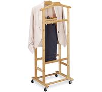 MEVRONISSHOP-Valet de Chambre à roulettes, Portant en Bambou, Range-vêtements Chambre, H x L x P : 107 x 47 x 37 cm, Nature