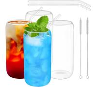 Mevronisshop-Verre Avec Paille, 4 Pièces Verre A Eau 500 Ml Tasses Matcha Classique Avec Paille Et Brosse Pour Soda Jus Lait Cocktail Smoothie Latte Macchiato