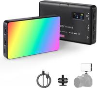MEVRONISSHOP-W140 RGB LED Video Light Rechargeable Photography Fill Light CRI95 + 2500K-9000K Dimmable 20 Effets d'éclairage avec écran LCD Adaptateur Cold Shoe pour Vlog Live Streaming Vidéo