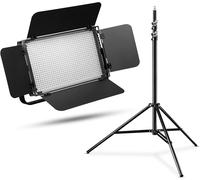 MEVRONISSHOP-Walimex pro LED Daylight + Pied de Lampe - Set de Panneau Lumineux LED lumière du Jour 54W, 5600K, 6500LM, CRI 97Ra, DMX, Fonctionnement sur Batterie, 9m de câble, 102-256cm de Hauteur