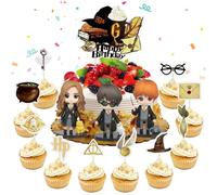 MEVRONISSHOP-Wizard Cake Topper, 14 Pièces Harry décorations de gâteau d'anniversaire, Harry Gâteau Topper, Harry Thème Cupcake Toppers, Wizard Mini Figurine, pour Enfants Fête D'anniversaire