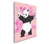 Mevsim Store Banksy Graffiti Toile Murale sous Licence - Panda with Gun Art de Rue Abstrait Imprimé sur Toile Tendue pour Salon, Chambre, Couloir & Bureau | Prêt à Accrocher | Taille : 48x68 cm
