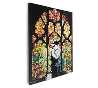 Mevsim Store Banksy Graffiti Toile Murale sous Licence - Praying Boy Art de Rue Abstrait Imprimé sur Toile Tendue pour Salon, Chambre, Couloir & Bureau | Prêt à Accrocher | Taille : 64x90 cm