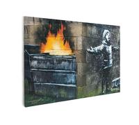 Mevsim Store Banksy Graffiti Toile Murale sous Licence - Season's Greetings Art de Rue Abstrait Imprimé sur Toile Tendue pour Salon, Chambre, Couloir & Bureau | Prêt à Accrocher | Taille : 64x90 cm