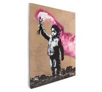 Mevsim Store Banksy Graffiti Toile Murale sous Licence - Torch Boy Art de Rue Abstrait Imprimé sur Toile Tendue pour Salon, Chambre, Couloir & Bureau | Prêt à Accrocher | Taille : 64x90 cm