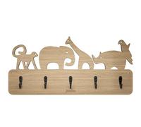 Mevsim Store Porte-manteau pour enfant - Fait à la main - 5 crochets en métal - 40 x 19 cm - Porte-manteau avec animaux - Porte-manteau mural - Avec supports