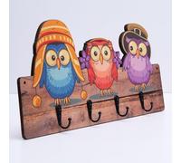 Mevsim Store Portemanteau enfant - Fait main - 4 crochets métalliques - 39,50x19,50 cm - Portemanteau avec animaux - Portemanteau suspendu - Bois - Portemanteau mural - Avec supports