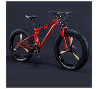 MEVZHH 26 Pouces Fat Tire Hardtail Mountain Hommes Et Femmes, Vélos de Montagne À Doublepension Pour Adultes, Vélo Tout Terrain Avec Siège Réglable Et Frein À Double Disque/24 Vitesse/Rouge 3 A Parlé