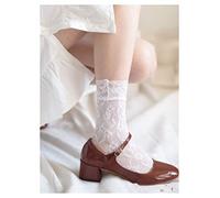 MEVZHH 3Pc Mignonnes Filles Harajuku Accessoires Filet Chaussettes Maille Tricotée Blanche Dentelle Chaussettes Courtes/Blanc/E Taille