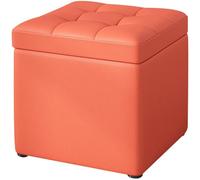 MEVZHH Banc Rembourré Espace de Stockage Canapé Tabouret Pouf Tabouret Dressing Table Cube Chaussures Banc Poitrine Banc Cuir Tissu Pied-Pied Jambes En Bois Salon/Orange/Une Taille