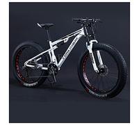 MEVZHH Bicyclettes de Montagne de 24 Pouces, Adulte Garçons Filles Fat Tire Mountain Trail, Bicycle À Doublepension, Cadre En Acier À Haute Teneur En Carbone,Dérapage Vélos Tout Terrain, Rouge, 24 Vit