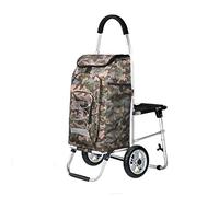 MEVZHH Camions À Main Mobiles Panier D'Achat Portable, Panier Avec Siège, Chariot Pliant En Alliage D'Aluminium, 2 En 1 Panier Pliant, Cadre Métallpliant Chariots D'Achat/B/A