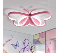 MEVZHH Chandeliers, 50 Cm,De Plafond Led Réglable À L'Interrupteur Pour Chambre D'Enfant Rose, Ultra Mince, Pour Chambre de Fille, Salon, Salle À Manger, Bureau, Moderne Et Créatif, Éclairage Papillon
