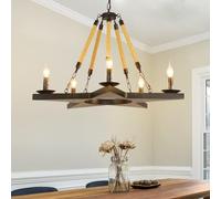 MEVZHH Chandeliers, Industriel Rétro Créatif En Métal En Forme D'Ennéagramme À 5 Bras E14 Éclairage D'Intérieur Hauteur Adjustable Convient Pour Cuisine Salon Bar