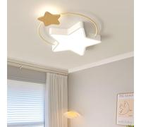 MEVZHH Chandeliers, Plafonnier En Bois Étoile 45 Cm Rond Plafonnier Led Jaunâtrepour Enfants Réglable Avec Télécommande Chambre D'Enfants Chambre Pour Garçons Et Filles Chambre À Coucher Salle À Mange