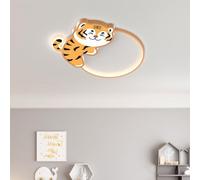 MEVZHH Chandeliers, Plafonnier Moderne Pour Chambre D'Enfant À Commande Dimmer Avec Télécommande Orange Rond Plafonnier Lumière Pour Chambre D'Enfant Lit Carton Tigre Éclairage Maternelle 45Cm