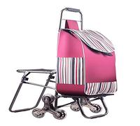 MEVZHH Chariot À Main Mobile, Chariot de Shopping, Chariot de Bagages Pliable Escalier Avec Chaise, Chariot de Courses Portabletit Trolley, Sac À Capacité, Trolleys Pliables À Roulettes/E/C. B