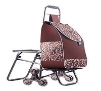 MEVZHH Chariot À Main Mobile, Chariot de Shopping, Chariot de Bagages Pliable Escalier Avec Chaise, Chariot de Courses Portabletit Trolley, Sac À Capacité, Trolleys Pliables À Roulettes/E/C