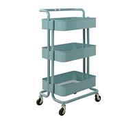 MEVZHH Chariot de Stockage de Service de Camions À Main Mobiles, Chariot de Beauté, Trois Étages Avec Accoudoirs En Acier Au Carbchariot de Main Dédié, Chariots de Stockage D'Étagère Drainables Ménage