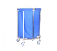 MEVZHH Chariots,Chariot de Stockage de Camions À Main Mobiles,Chariot de Salon de Beauté de Cuisine Ronde Blanchisserie Avec Doublure Mobile Et Roues,Panier de Stockage de Linge Roulant/Bleu / 50 X