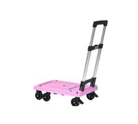MEVZHH Chariots, Plateforme Mobile Chariot À Main Plateforme de Chariot À Lit Plat Camion Pliable Pousser Avec Roues Tournantes À 360 Degrés Bagage Mobile Rétractable/Rose/97 Cm