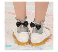 MEVZHH Chaussettes Courtes En Dentelle Àrles D'Arc,Chaussettes Courtesprincesse À Rayures Verticales En Coton,Womens/Gris/E Taille