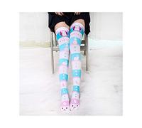 MEVZHH Chaussettes, Été 1 Paire de Chaussets Pour Femmes Rayures Rose Minces Chaussettes Hautes Filles Longues Chaussettes/2/E Taille