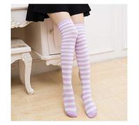 MEVZHH Chaussettes, Kawaii Douce Femmes Bandes Chaussets Printemps Au Genou Étudiants Filles Mignonnes Cuisse Haute Multicolore/2/E Taille