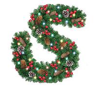 MEVZHH Couronnes de Noël Pour Porte D'Entrée 2.7 M Noël A Mené Rattan Guirlande Couronne Artificielle Vert Arbre de Pin Rattan Avec Deses Et Des Cônes de Pinpendu Ornements Maison Nouvel an Couronnes